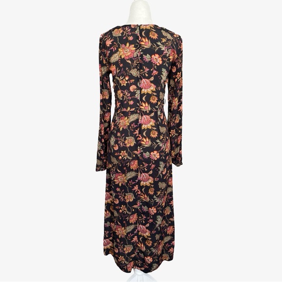 Anthropologie x Kachel Mixed Floral Print Long-Sleeve Midi Dress Black Sz 2 EUC - Picture 7 of 16
